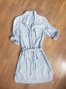 Calvin Klein Jeans Light Blue Denim Shirt Dress w Pockets